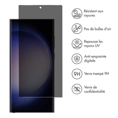 Accezz Protection d'écran en verre trempé Privacy pour Samsung Galaxy S23 Ultra