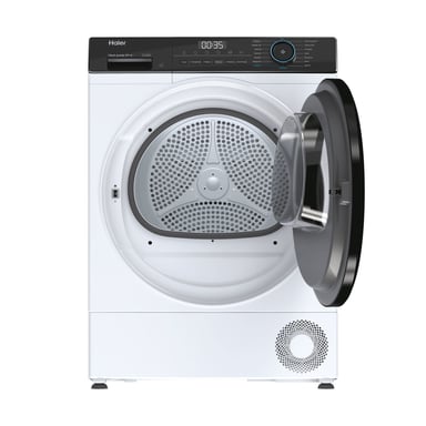 Asciugatrice Haier HD100-A2939E-IT, libera installazione, carico frontale, 10 kg, classe energetica A++, nero e bianco