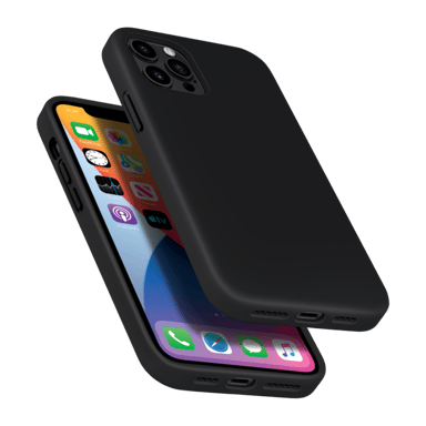 Custodia antiurto in morbido silicone gel per Apple iPhone 12 Pro Max, nero satinato