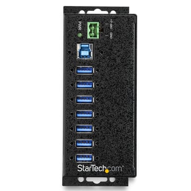 StarTech.com Hub Concentrador Ladrón USB de 7 Puertos con Adaptador de Corriente - con Protección ESD 350W - Hub Industrial USB 3.0 - de Pared Carril