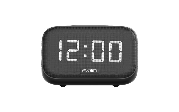 EVOOM - Radio Reloj con Cargador de Inducción y Altavoz Bluetooth 5.0 (NEGRO)