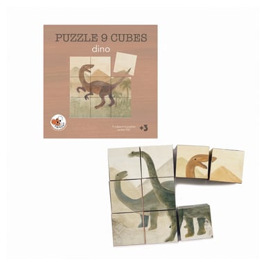 Puzzle de madera en forma de cubo de dinosaurio - Diversión y educación para los niños