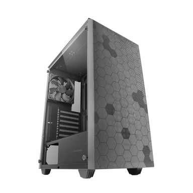 Mars Gaming MC-Q3, Caja Semitorre ATX, Ventana Lateral Completa Cristal Templado, Doble Rejilla Magnética Antipolvo Frontal + Superior, Ventilador 120mm FDB, Refrigeración Líquida 360mm, Negro