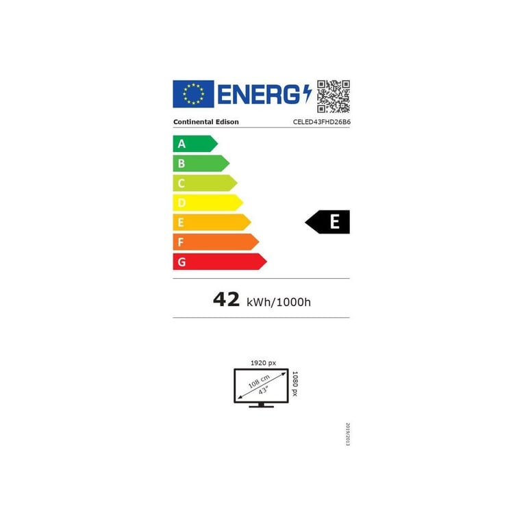 TV LED CONTINENTAL EDISON CELED43FHD26B6 43 109 cm – FHD – Dalle LED – 3 HDMI – 2 USB – - vue 3