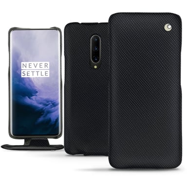 Funda de piel OnePlus 7 Pro - Solapa vertical - Negro - Piel saffiano