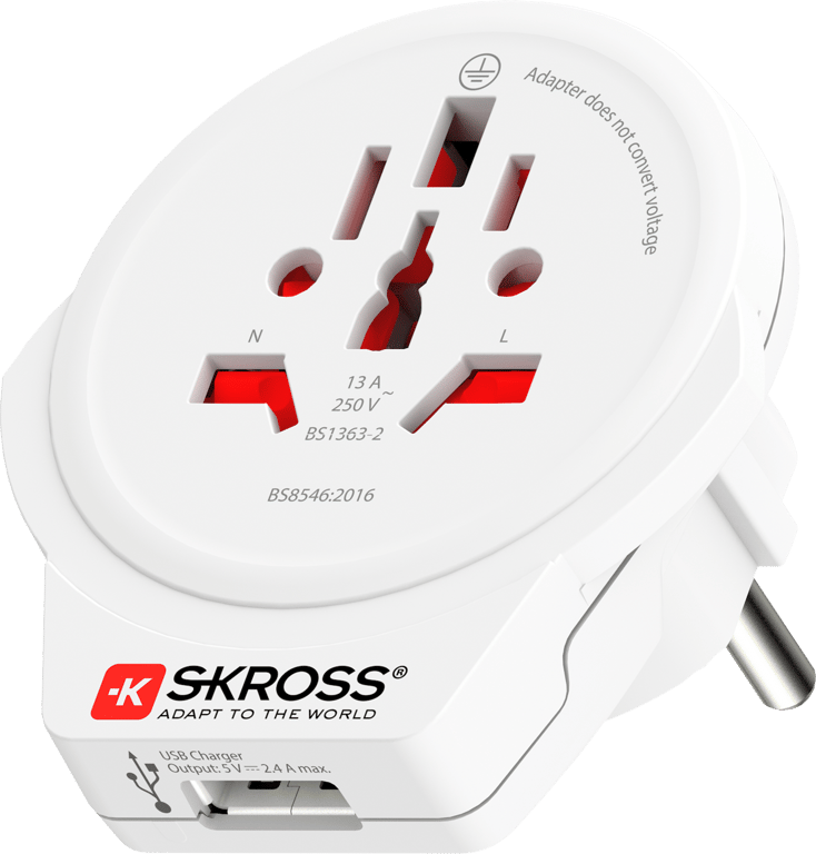 Adaptateur pour prise d'alimentation Skross Monde vers Europe USB - vue 2