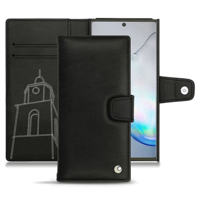 Funda de piel Samsung Galaxy Note10 - Solapa billetera - Negro - Piel lisa de primera calidad