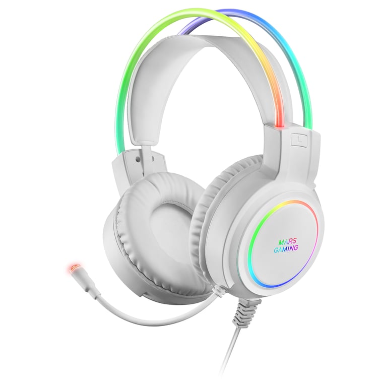 Mars Gaming MHRGBW écouteur/casque Avec fil Arceau Jouer USB Type-A Blanc - Neuf