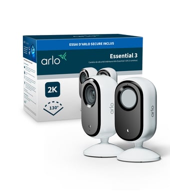 Arlo Essential Caméra de sécurité intérieure 3 2K, pack de 2