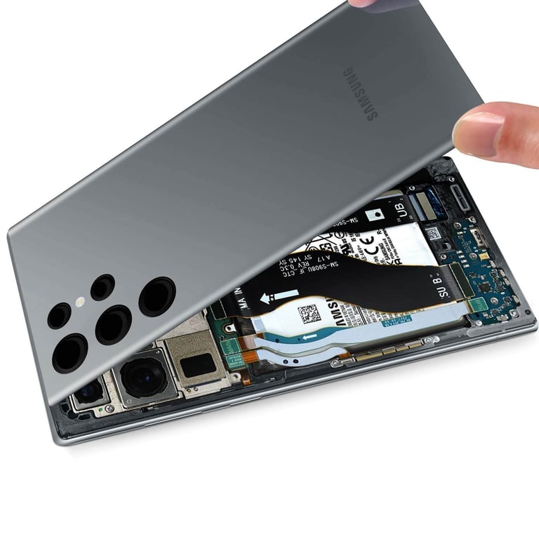 Cache Batterie Samsung Galaxy S22 Ultra Originale Samsung gris avec lentille - Neuf