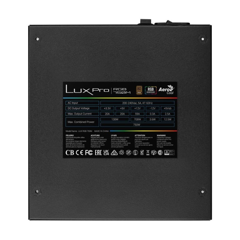 Alimentation semi modulaire AEROCOOL LUX RGB 80Plus Bonze Neuf - vue 3
