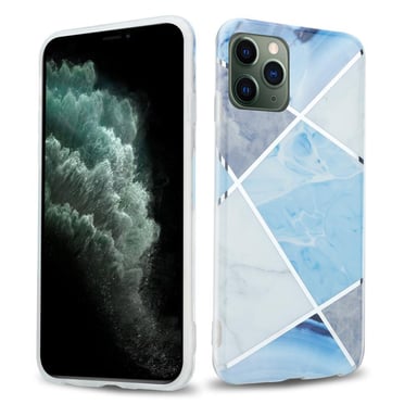 Coque pour Apple iPhone 12 MINI en Marbre Gris Blanc Bleu No. 2 Housse de protection Étui en silicone TPU avec motif mosaïque