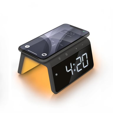 Reloj despertador con cargador inalámbrico de 10 W Negro - Xqisit