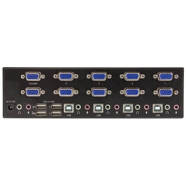 StarTech.com Conmutador KVM de 4 puertos con VGA doble y concentrador USB 2.0 de 2 puertos