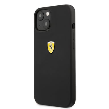 Ferrari Coque en silicone pour iPhone 13 Pro Noir On Track avec logo en métal
