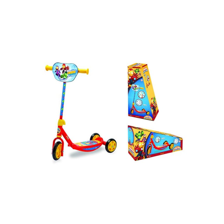 Trottinette 3?roues Smoby Iron Man guidon réglable 67 cm plateau antidérapant Jaune Neuf