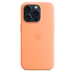 Coque en silicone avec MagSafe pour iPhone 15 Pro Sorbet à l orange