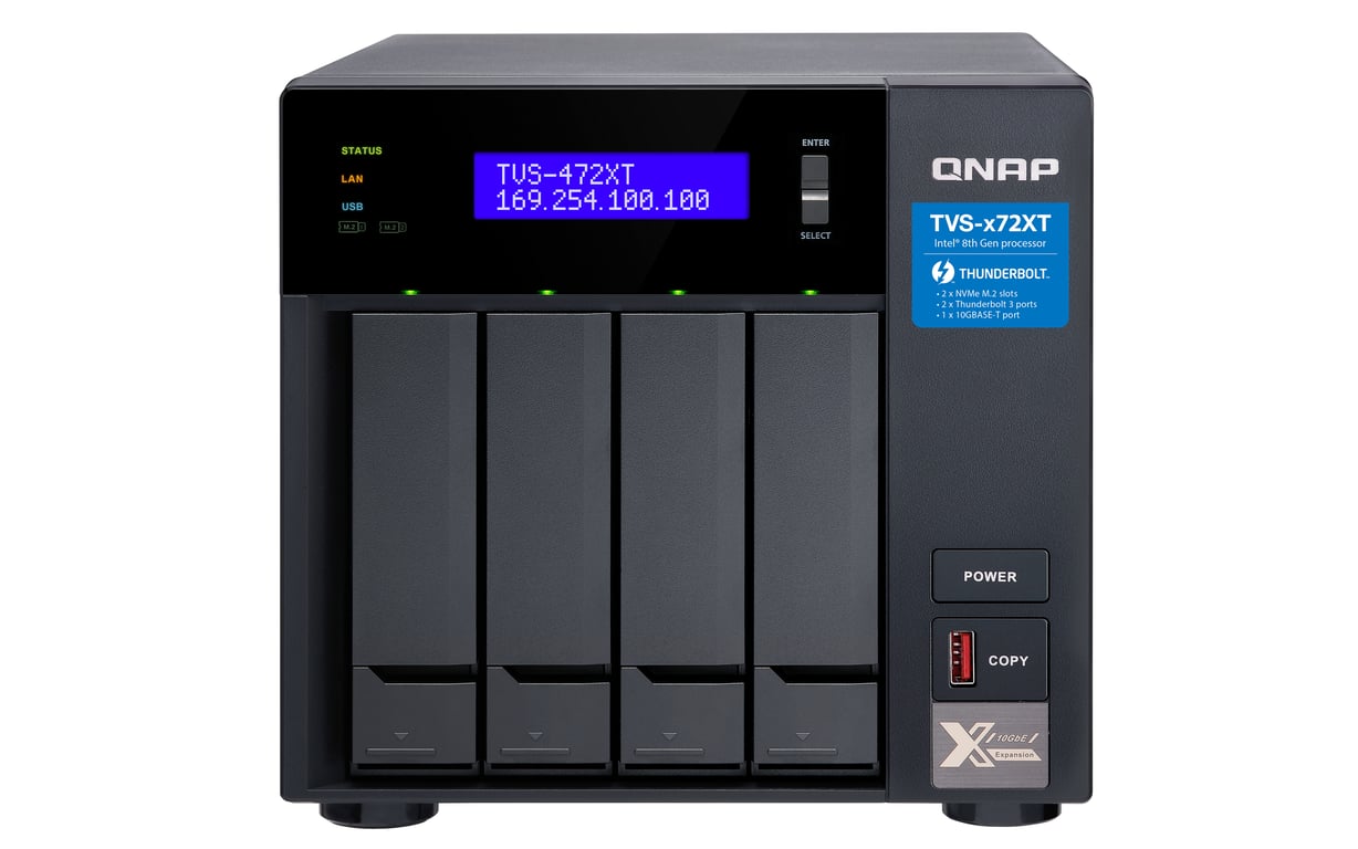 QNAP TVS-472XT NAS Tower Intel® Core™ i3 4 Go DDR4 0 To QNAP QTS Noir ...