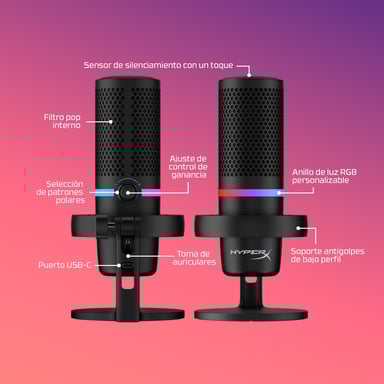 HyperX DuoCast - microphone USB (noir) - Éclairage RGB