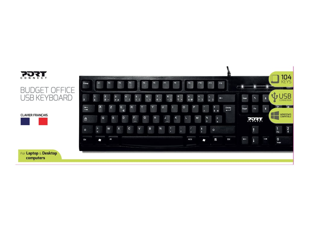 Port Designs 900753 clavier Bureau USB AZERTY Français Neuf - vue 3