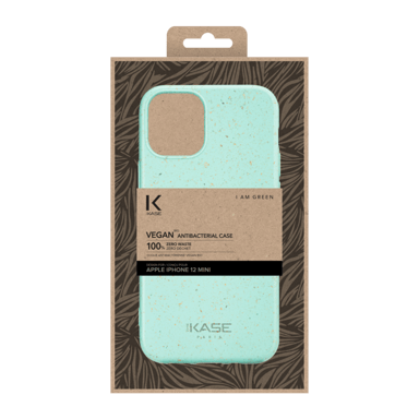 Guscio organico vegano antibatterico 100% a zero rifiuti per Apple iPhone 12 mini, verde nebbia