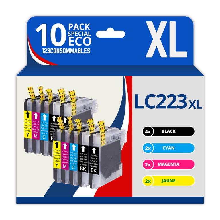 123CONSOMMABLES LC223 Cartouche d'encre pour Brother LC 223 223XL pour Brother MFC J4420DW MFC J4620DW MFC J5720DW MFC J480DW MFC J4625DW MFC J5625DW MFC J5620DW MFC J5320DW DCP J4120DW DCP J562DW Neuf