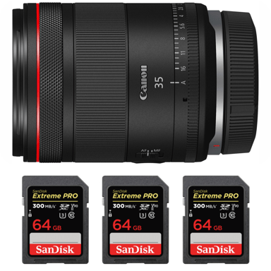 Objetivo Canon RF 35mm f/1.4 L VCM + 3 SanDisk 64GB Extreme PRO UHS-II + Ebook ''20 consejos para fotos que impactan''
