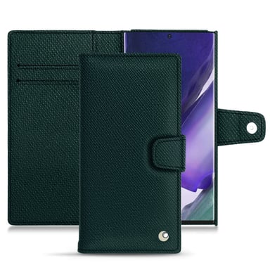 Housse cuir Samsung Galaxy Note20 Ultra - Rabat portefeuille - Vert - Cuir saffiano
