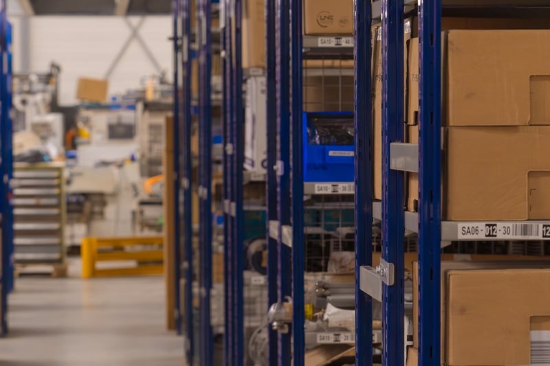 Warehouse racks full of parts