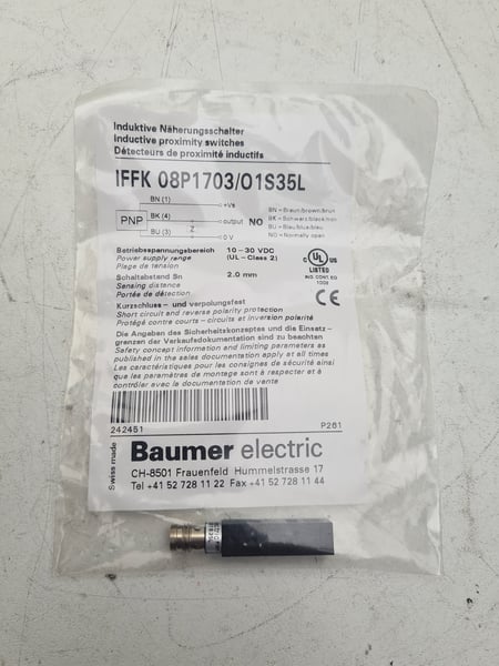 IFFK 08P1703/O1S35L Baumer Electric Inductive Proximity Switch