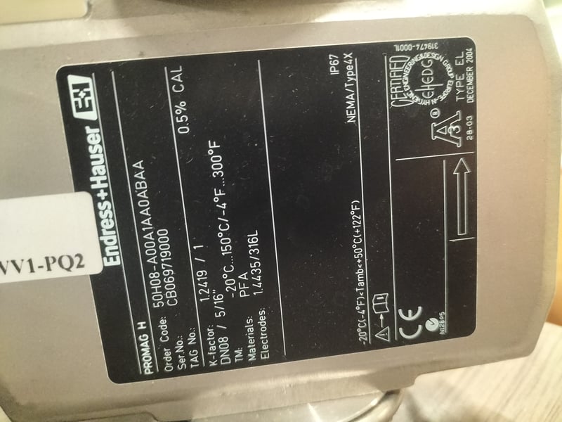 50H08-A00A1AA0ABAA Endress+Hauser Promag H Electromagnetic Flow Sensor