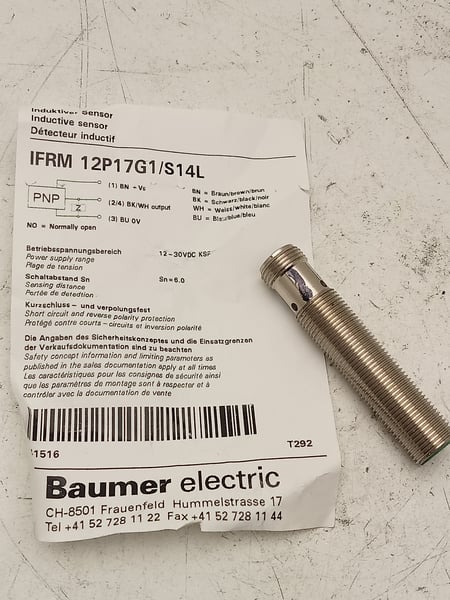 IFRM 12P17G1/S14L Baumer Inductive Proximity Sensor