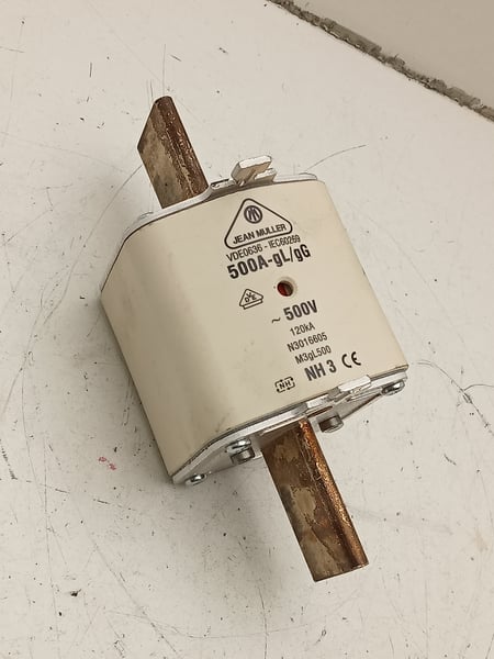 N3016605 Jean Muller NH Type 3 (Size 3) HRC Fuse Link (500A gL/gG)