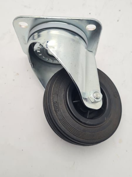 3470PVR100P62 Tente Swivel caster with plate, rubber tire 100mm