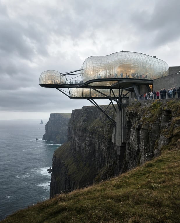Clifftop glass visitor centre — architectural concept study