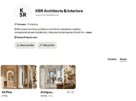 KSR Architects Pinterest profile
