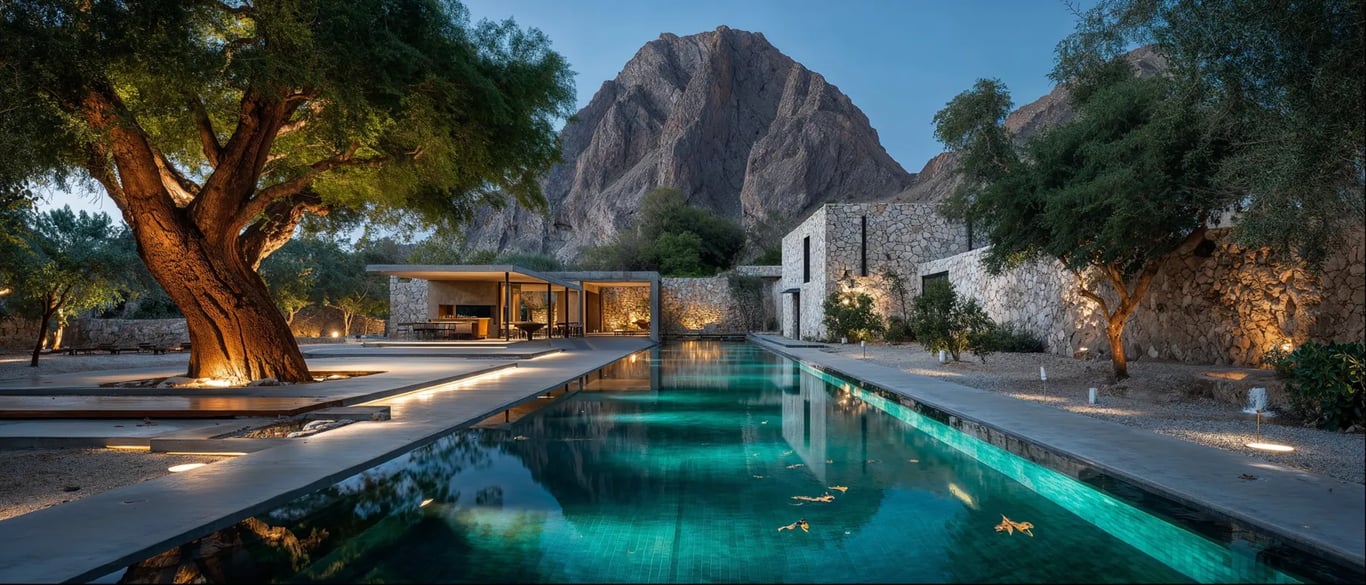 Original Midjourney render: Pool courtyard