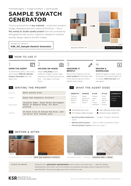 Astra-created one-page Sample Swatch Generator guide