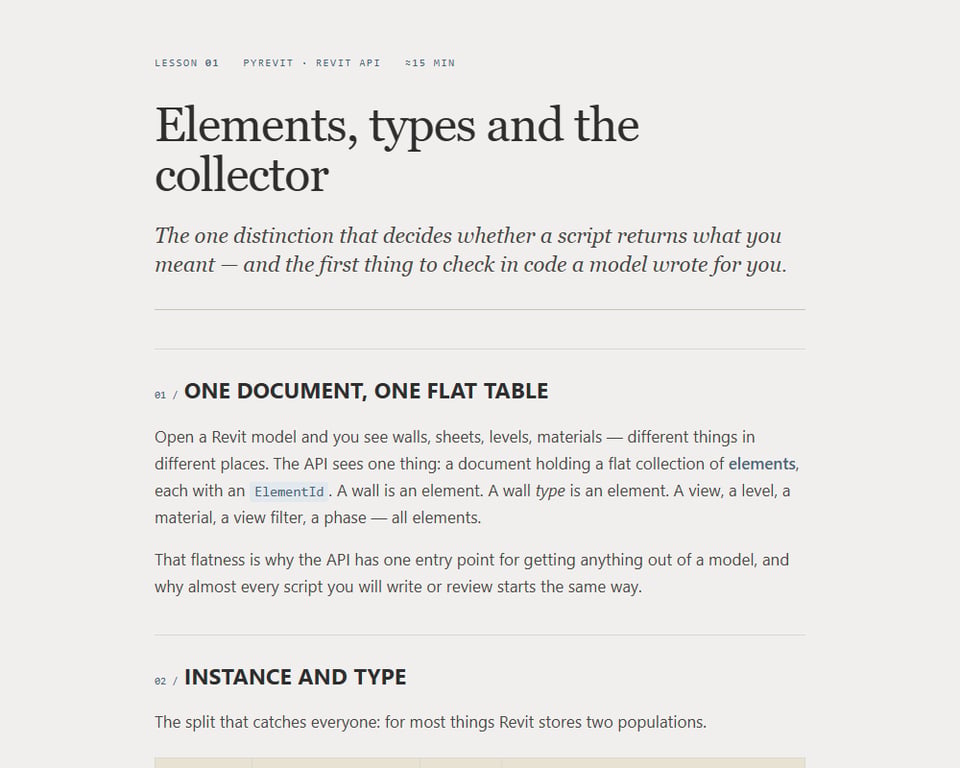 Preview of Elements, types and the collector — supplied HTML teaching document