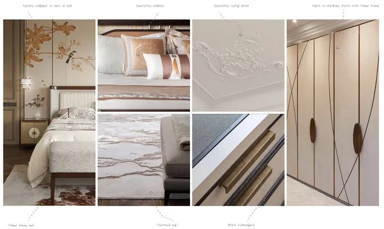 Bedroom material reference board