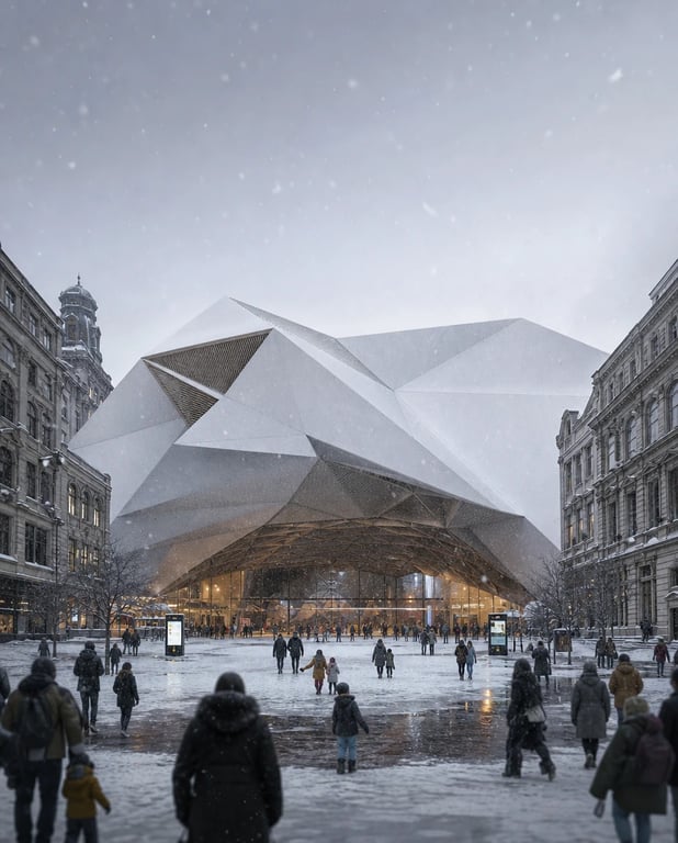 Origami public pavilion — architectural concept study