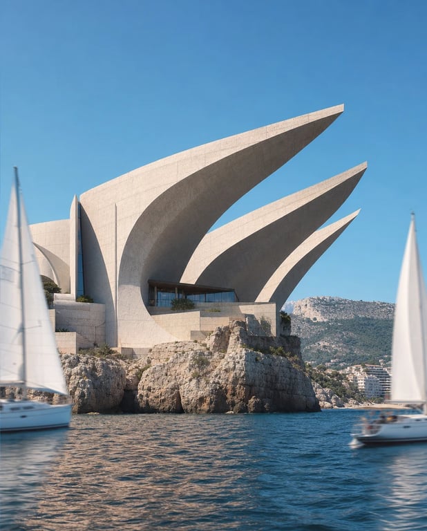 Concrete-sail museum — architectural concept study