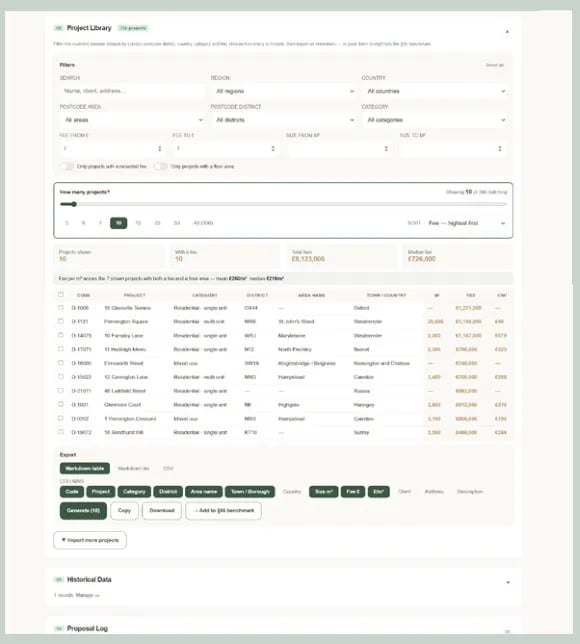 Fee calculator project library view