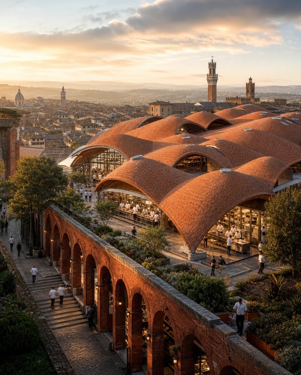 Terracotta gastronomy campus — architectural concept study