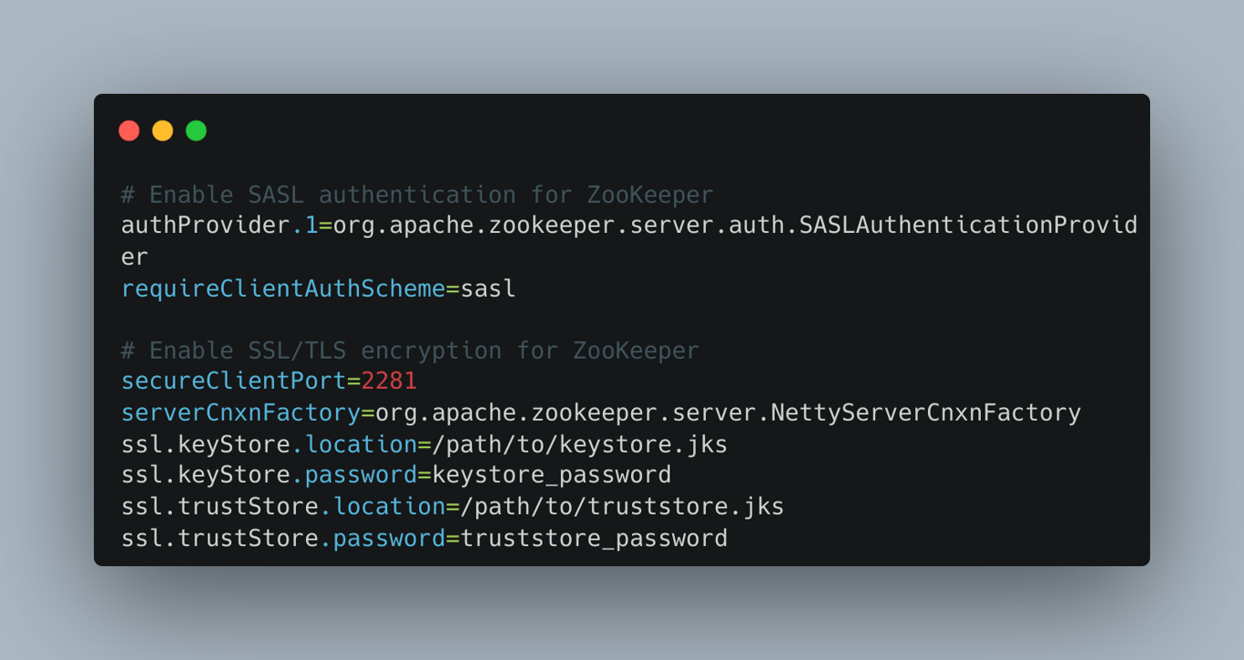 Enable SASL authentication for ZooKeeper
