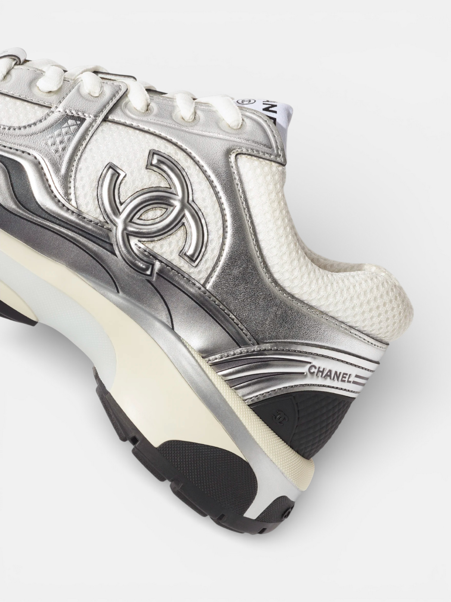 Chanel Chanel Trainer Silver – side profile view in premium quality with AA+ craftsmanship