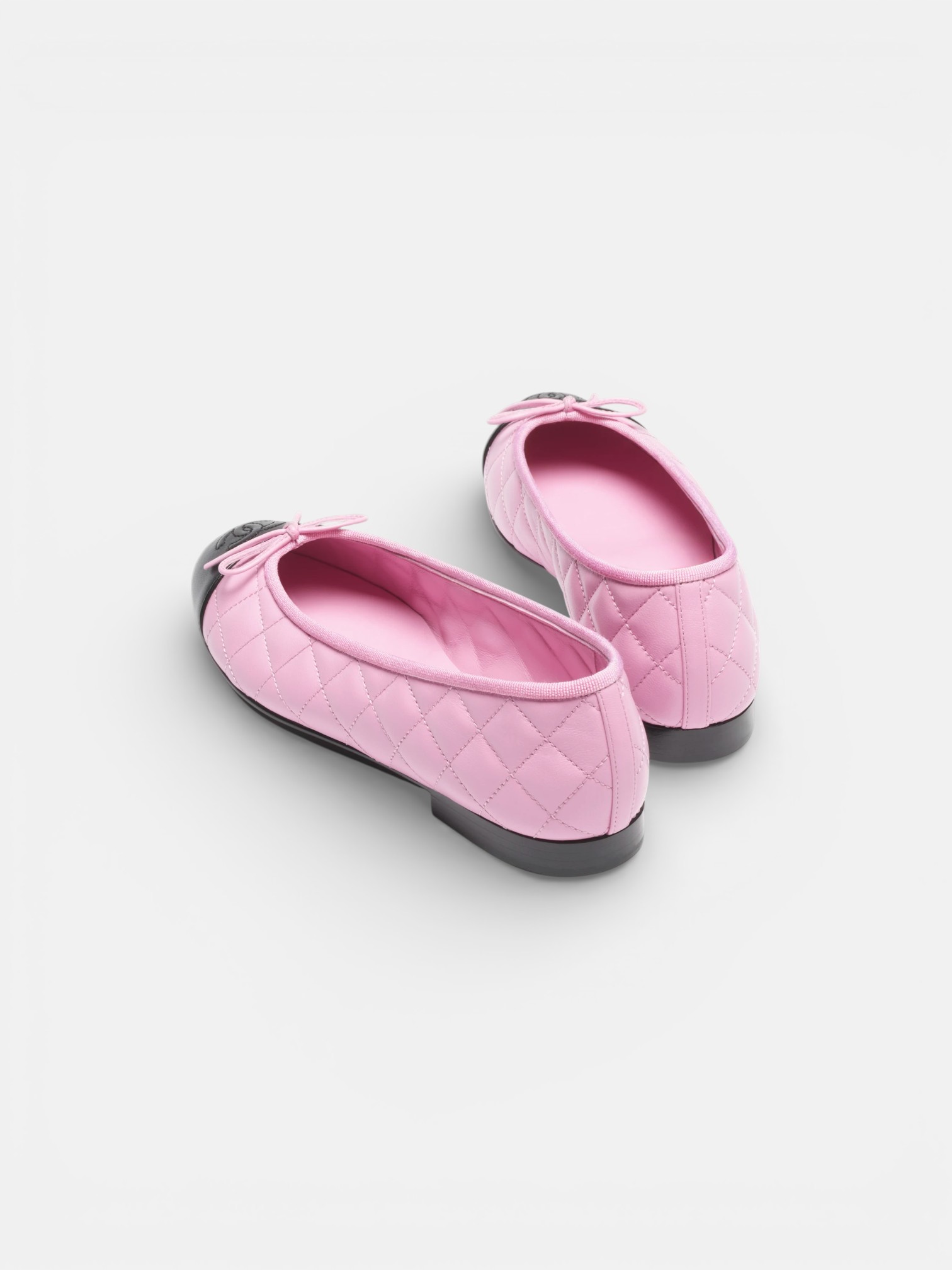 Chanel Chanel Ballet Flats Lambskin Pink Black – back view in premium quality with AA+ craftsmanship