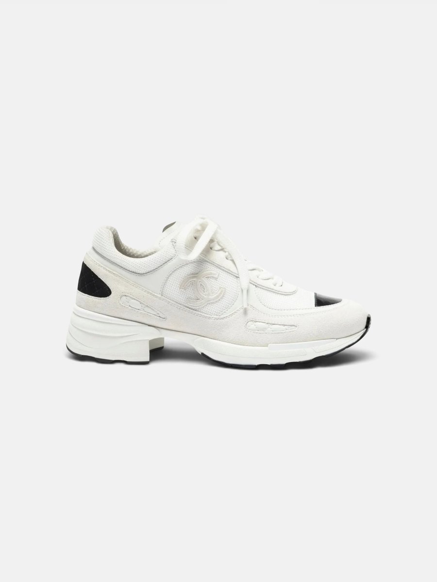 Chanel Sneakers Mixed Fibers Suede Calfskin & Calfskin White