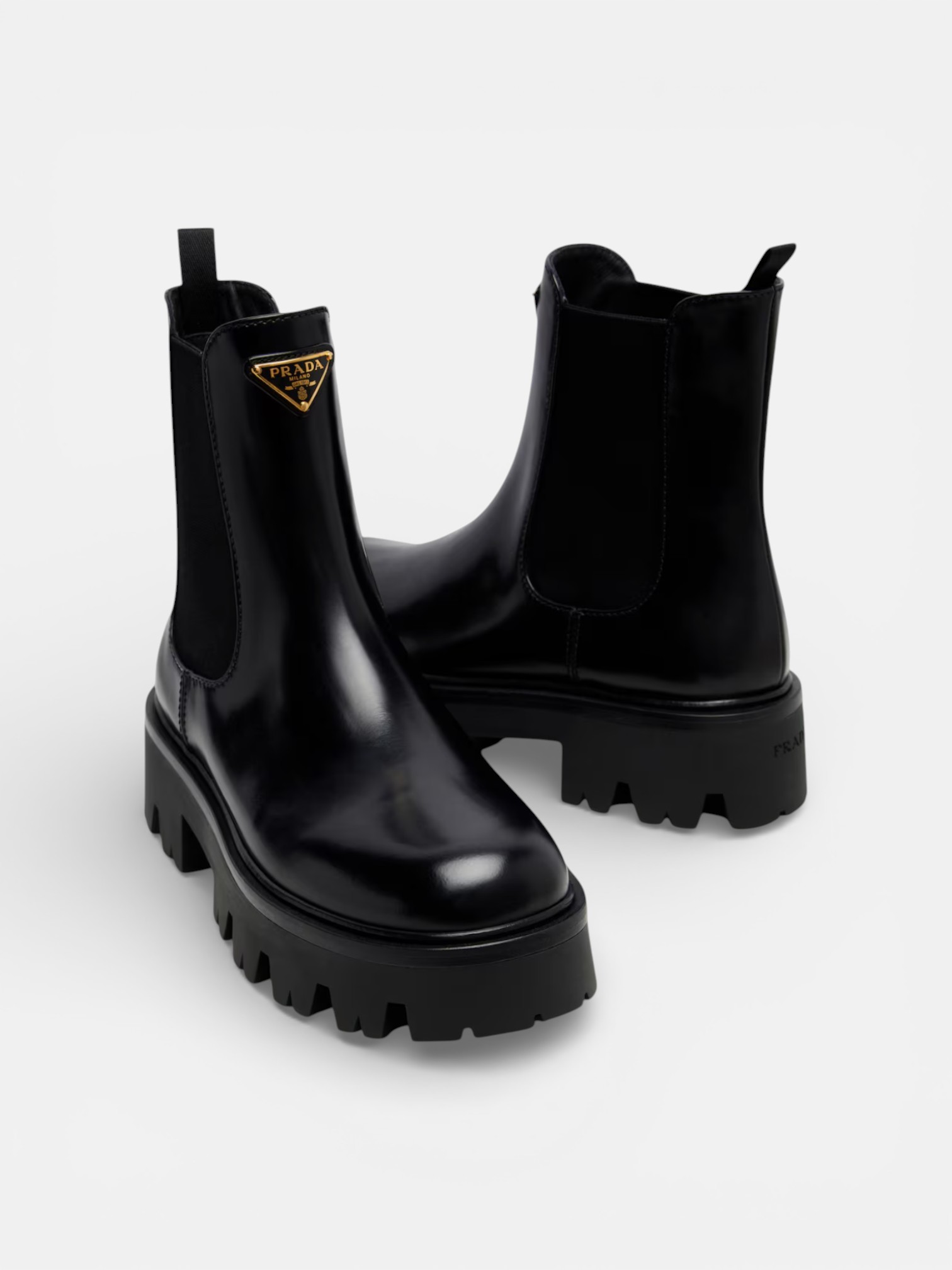 Prada Prada Platform Chelsea Boots Black – close-up detail view in premium quality with AA+ craftsmanship