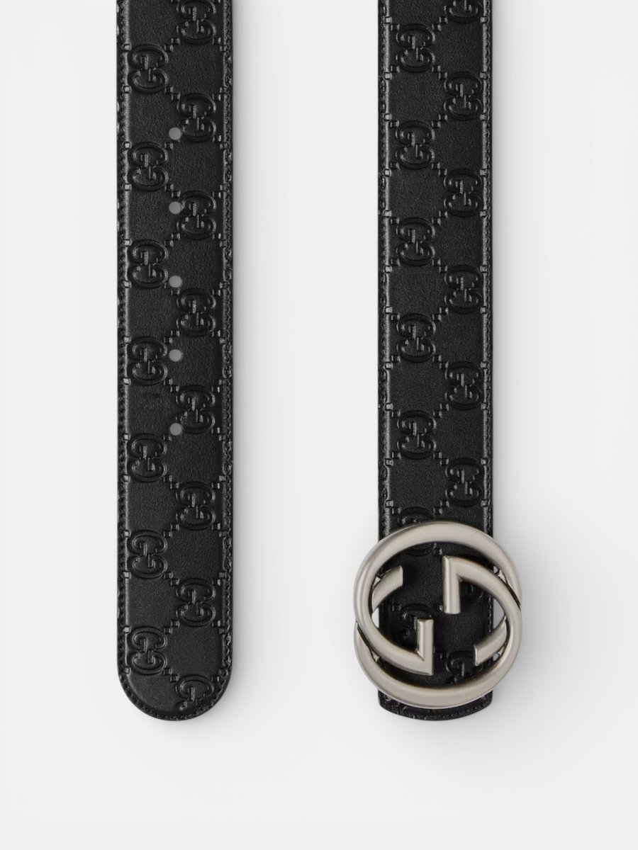 Gucci Reversible Belt with Interlocking G Buckle Black Leather - Preview